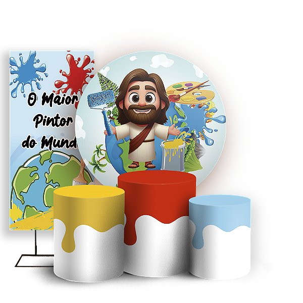 KIT Redondo Trio e Faixa - O Maior Pintor Do Mundo - Sublimado 3D