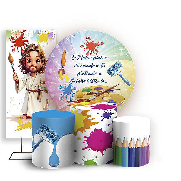 KIT Redondo Trio e Faixa - O Maior Pintor Do Mundo - Sublimado 3D