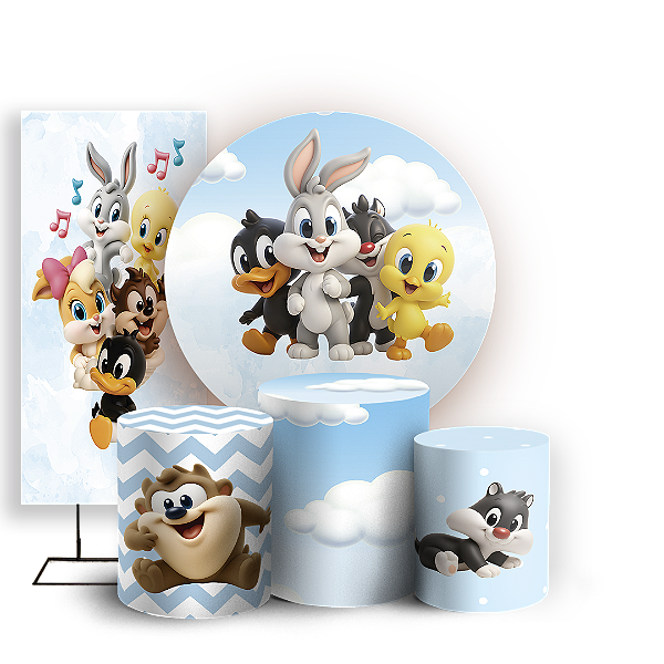 KIT Redondo Trio e Faixa - Looney Tunes - Sublimado 3D