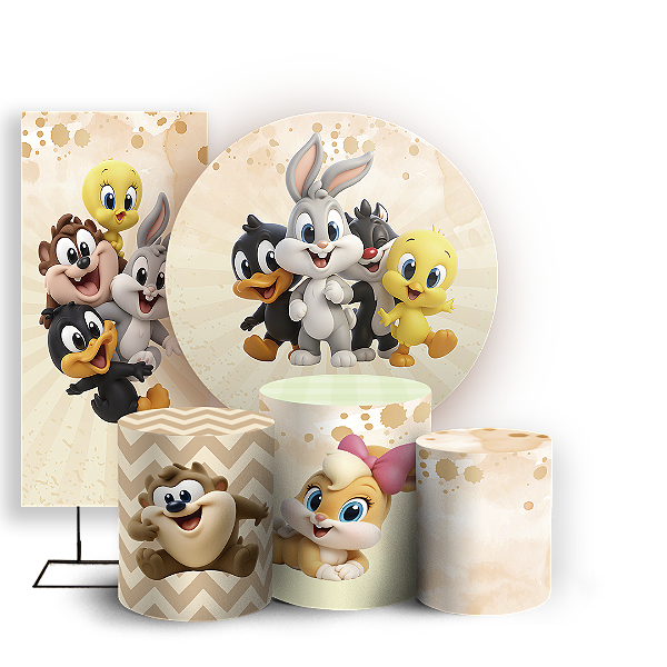 KIT Redondo Trio e Faixa - Looney Tunes - Sublimado 3D