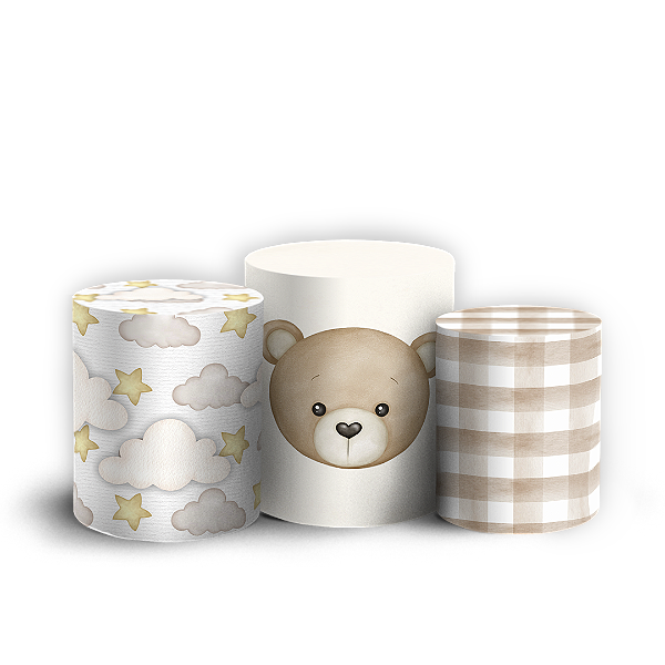 Trio Cilindro - Ursinho Bege - Sublimado 3D