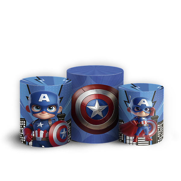 Trio Cilindro - Capitão América - Sublimado 3D