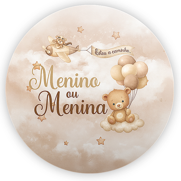 Painel Redondo - Chá De Revelação Ursinhos - Sublimado 3D