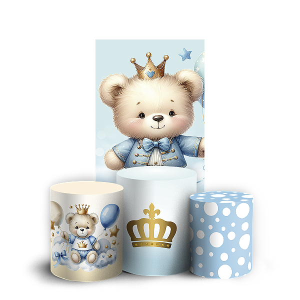 Faixa Lateral e Trio Cilindro Sublimado 3D Vest Facil - Ursinho Azul