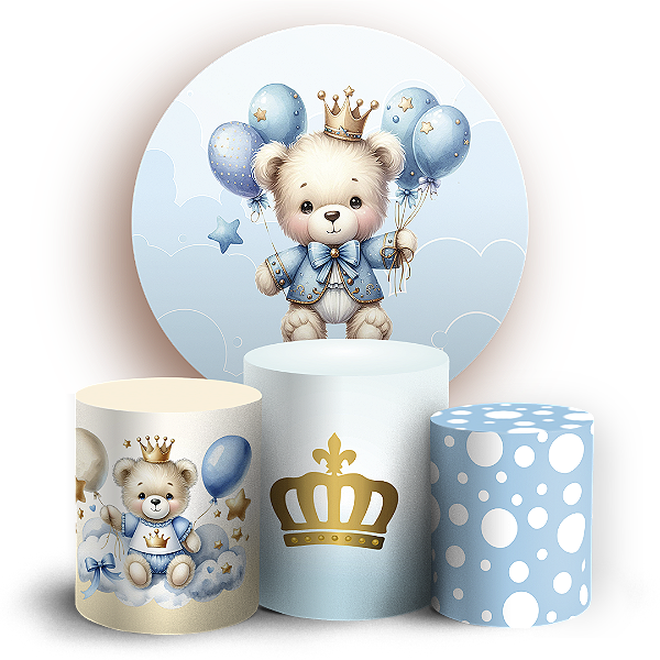 KIT Redondo e Trio - Ursinho Azul - Sublimado 3D