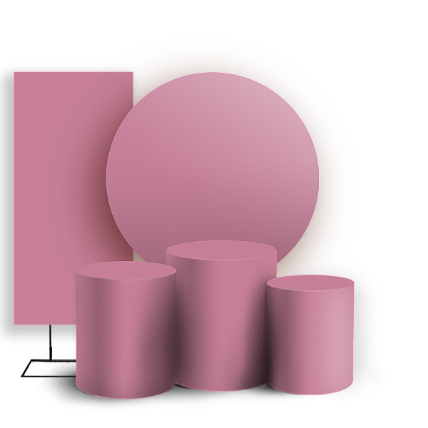 KIT Redondo Trio e Faixa - Cor Lisa Rosa 22h 20v - Sublimado 3D