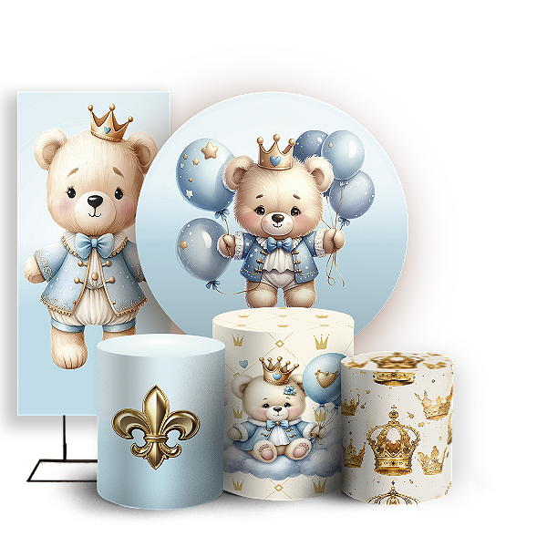 KIT Redondo Trio e Faixa - Ursinho Azul - Sublimado 3D