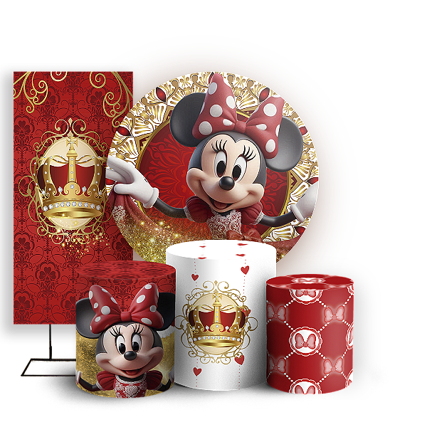 KIT Redondo Trio e Faixa - Minnie - Sublimado 3D