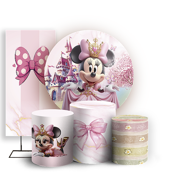 KIT Redondo Trio e Faixa - Minnie - Sublimado 3D