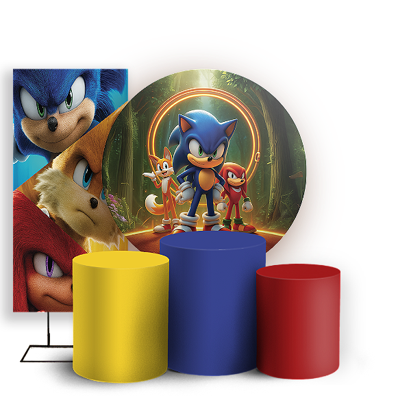 KIT Redondo Trio e Faixa - Sonic - Sublimado 3D