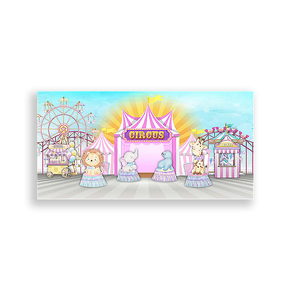 Painel Retangular - Circo Rosa - Sublimado 3D