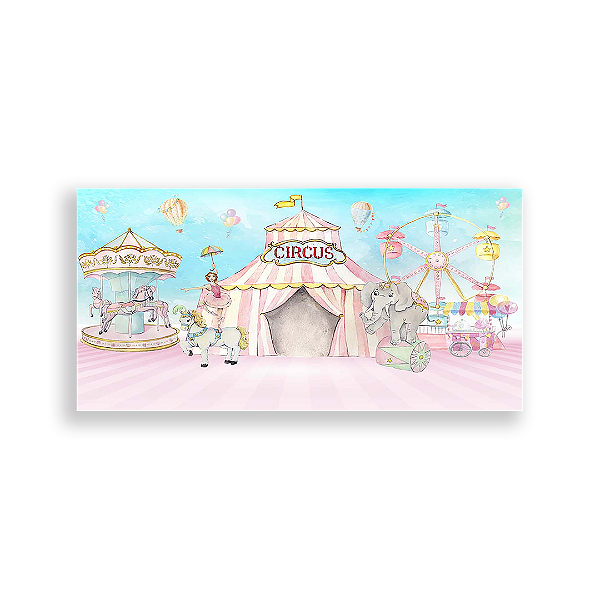 Painel Retangular - Circo Rosa - Sublimado 3D
