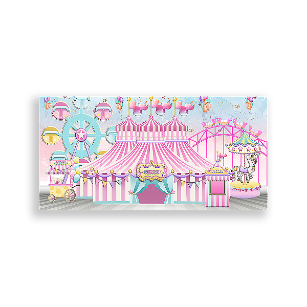 Painel Retangular - Circo Rosa - Sublimado 3D