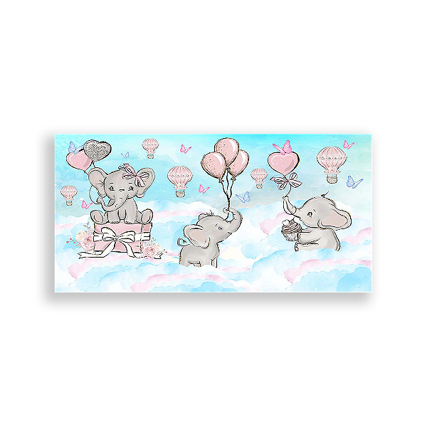Painel Retangular - Elefantinhos - Sublimado 3D