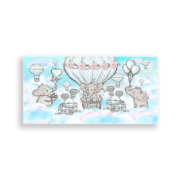 Painel Retangular - Elefantinhos - Sublimado 3D