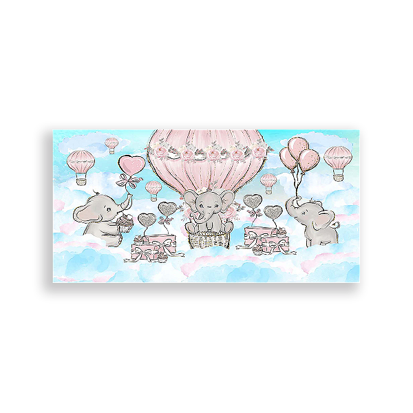 Painel Retangular - Elefantinhos - Sublimado 3D