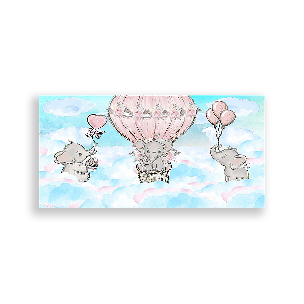 Painel Retangular - Elefantinhos - Sublimado 3D
