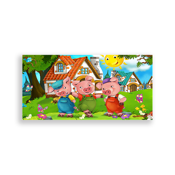 Painel Retangular - Os Três Porquinhos - Sublimado 3D