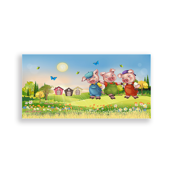 Painel Retangular - Os Três Porquinhos - Sublimado 3D