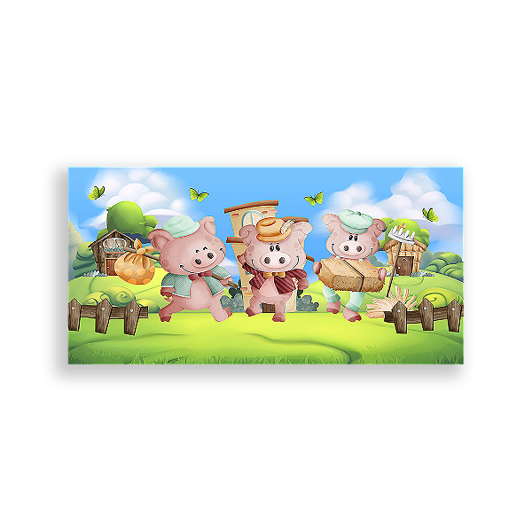 Painel Retangular - Os Três Porquinhos - Sublimado 3D