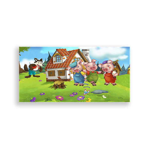 Painel Retangular - Os Três Porquinhos - Sublimado 3D