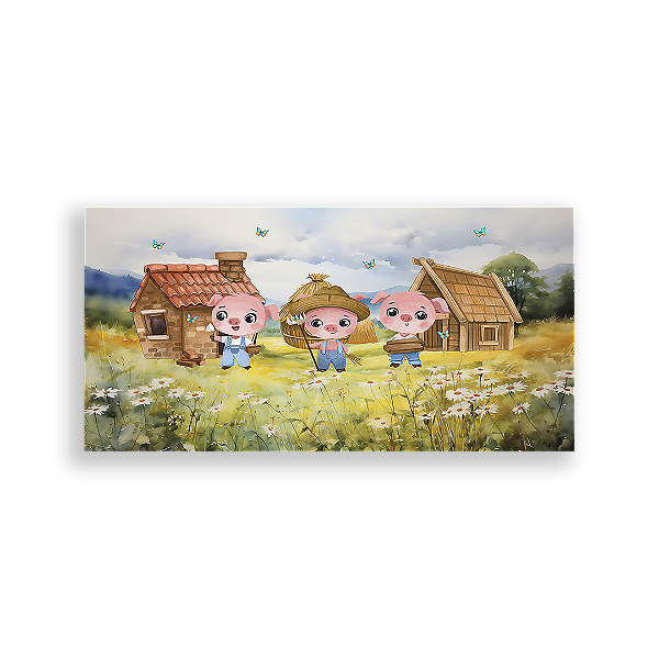 Painel Retangular - Os Três Porquinhos - Sublimado 3D