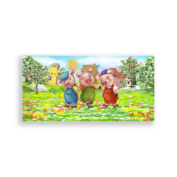 Painel Retangular - Os Três Porquinhos - Sublimado 3D