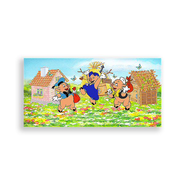 Painel Retangular - Os Três Porquinhos - Sublimado 3D