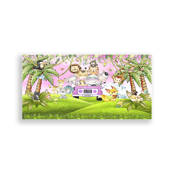 Painel Retangular - Safari Rosa - Sublimado 3D