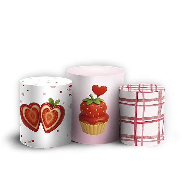 Trio Cilindro - Morango Do Amor - Sublimado 3D
