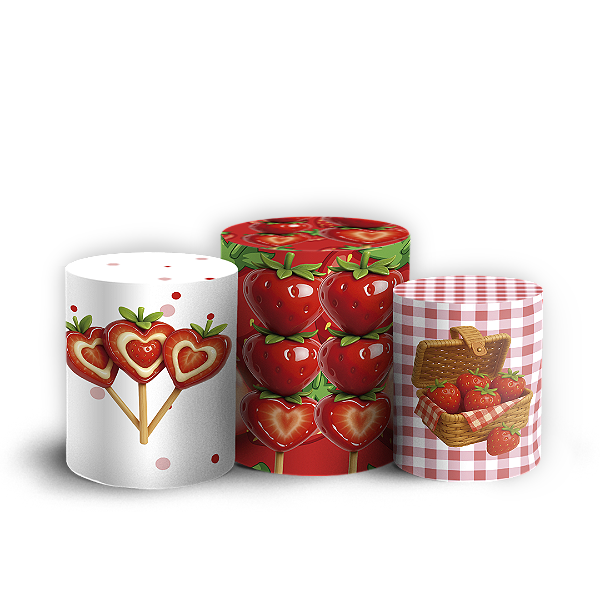 Trio Cilindro - Morango Do Amor - Sublimado 3D