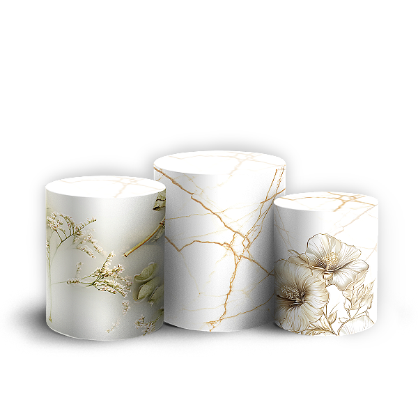 Trio Cilindro - Floral - Sublimado 3D