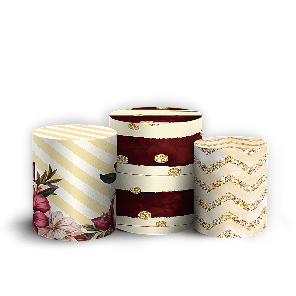 Trio Cilindro - Floral - Sublimado 3D