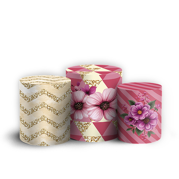 Trio Cilindro - Floral - Sublimado 3D