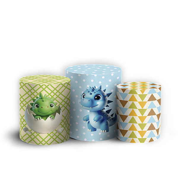 Trio Cilindro - Dinossauro Menino - Sublimado 3D