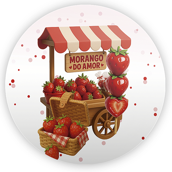 Painel Redondo - Morango Do Amor - Sublimado 3D