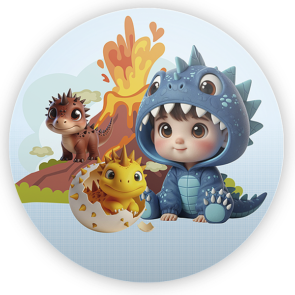Painel Redondo - Dinossauro Menino - Sublimado 3D
