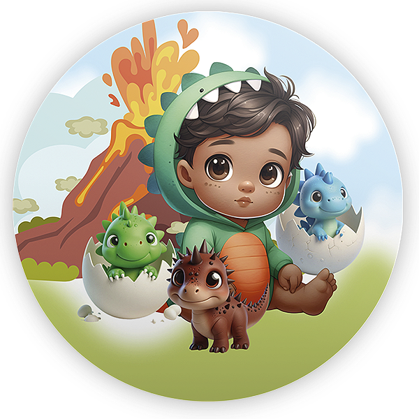 Painel Redondo - Dinossauro Menino - Sublimado 3D