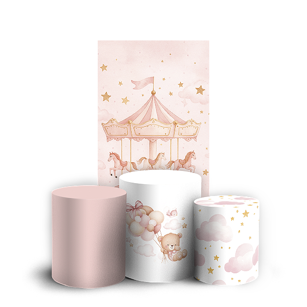 Faixa Lateral e Trio Cilindro Sublimado 3D Vest Facil - Ursinho Bailarina