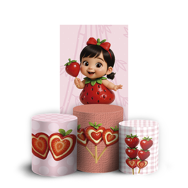 Faixa Lateral e Trio Cilindro Sublimado 3D Vest Facil - Morango Do Amor