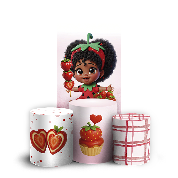 Faixa Lateral e Trio Cilindro Sublimado 3D Vest Facil - Morango Do Amor