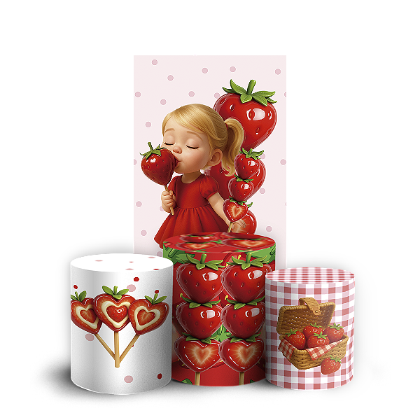 Faixa Lateral e Trio Cilindro Sublimado 3D Vest Facil - Morango Do Amor