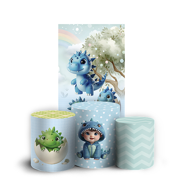 Faixa Lateral e Trio Cilindro Sublimado 3D Vest Facil - Dinossauro Menino