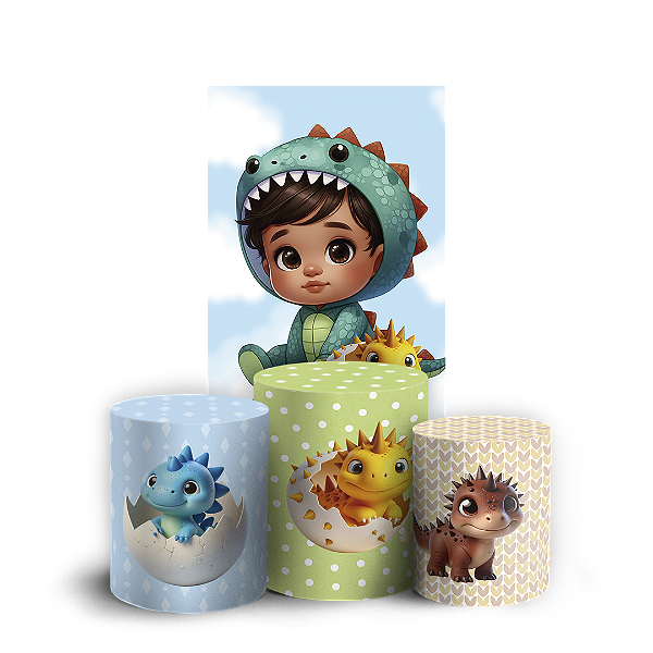 Faixa Lateral e Trio Cilindro Sublimado 3D Vest Facil - Dinossauro Menino