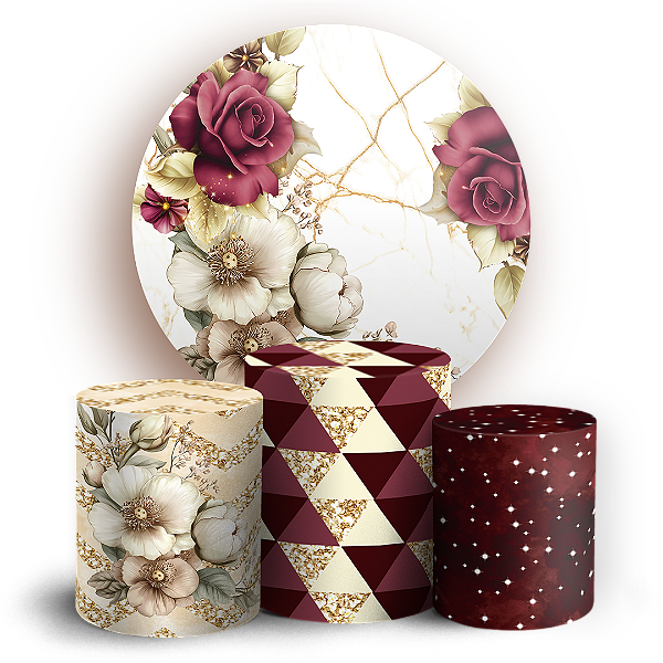 KIT Redondo e Trio - Floral - Sublimado 3D