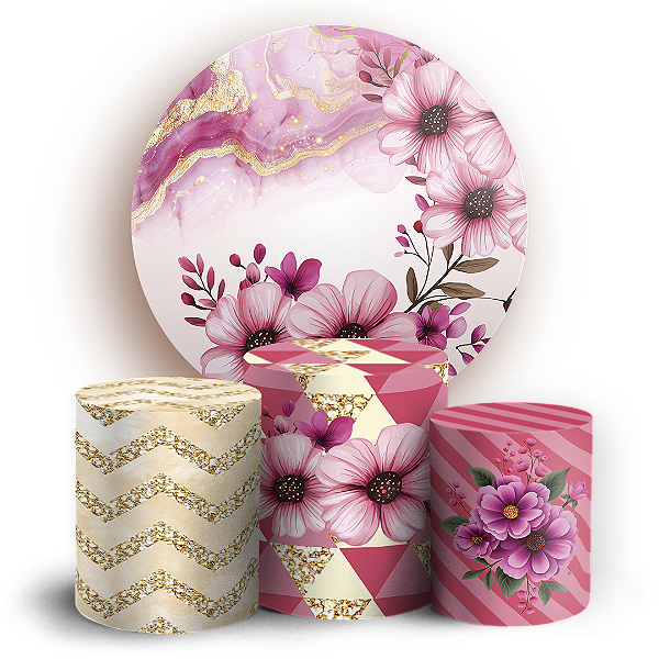 KIT Redondo e Trio - Floral - Sublimado 3D