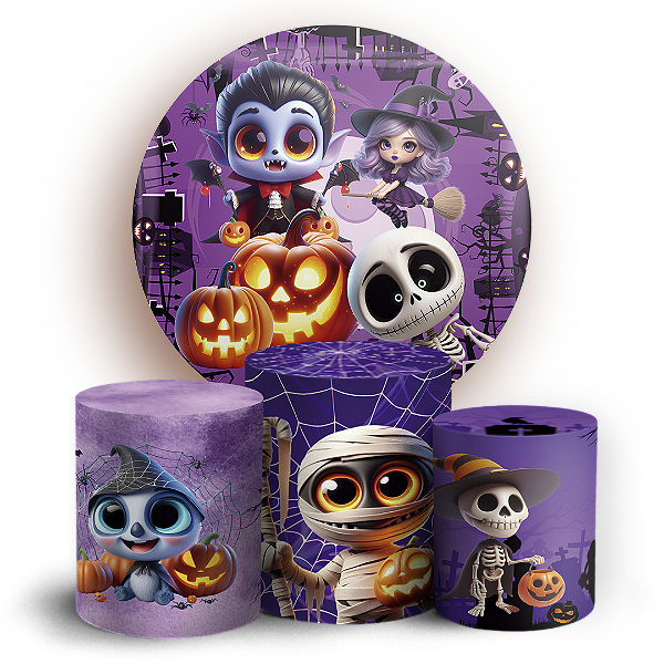 KIT Redondo e Trio - Dia Das Bruxas Halloween - Sublimado 3D