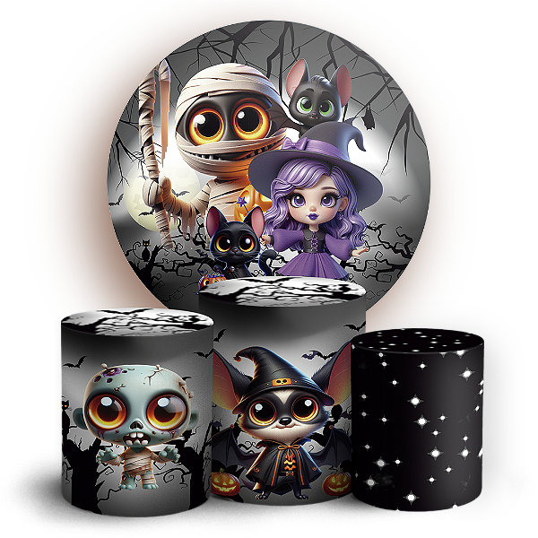 KIT Redondo e Trio - Dia Das Bruxas Halloween - Sublimado 3D