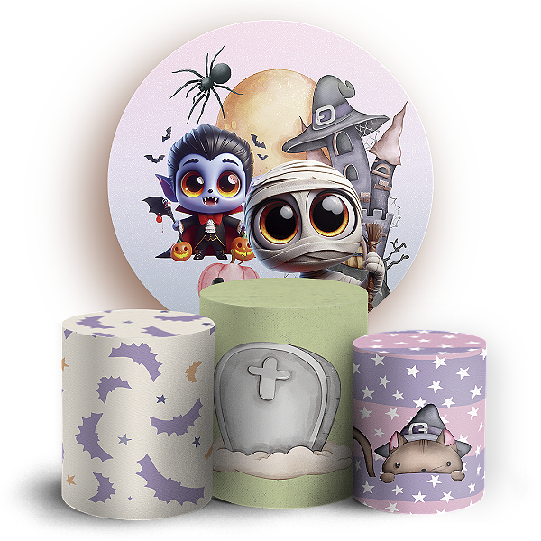 KIT Redondo e Trio - Dia Das Bruxas Halloween - Sublimado 3D