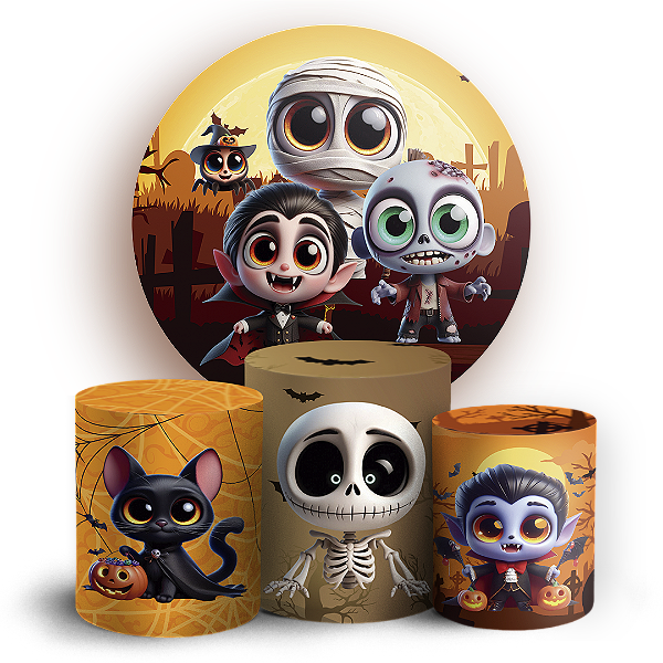 KIT Redondo e Trio - Dia Das Bruxas Halloween - Sublimado 3D